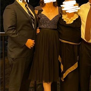 Needle & Thread Black Midi Beaded Dress Size 4 US